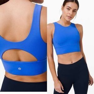 Lululemon Stronger As One Long Line Bra Wild Bluebell Size 8 Barry's Bootcamp